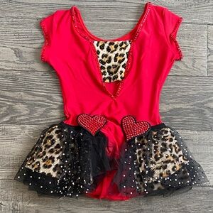 Leopard Heart Kids Custom Made Costume - Red and Black - EXCELLENT CONDITION!